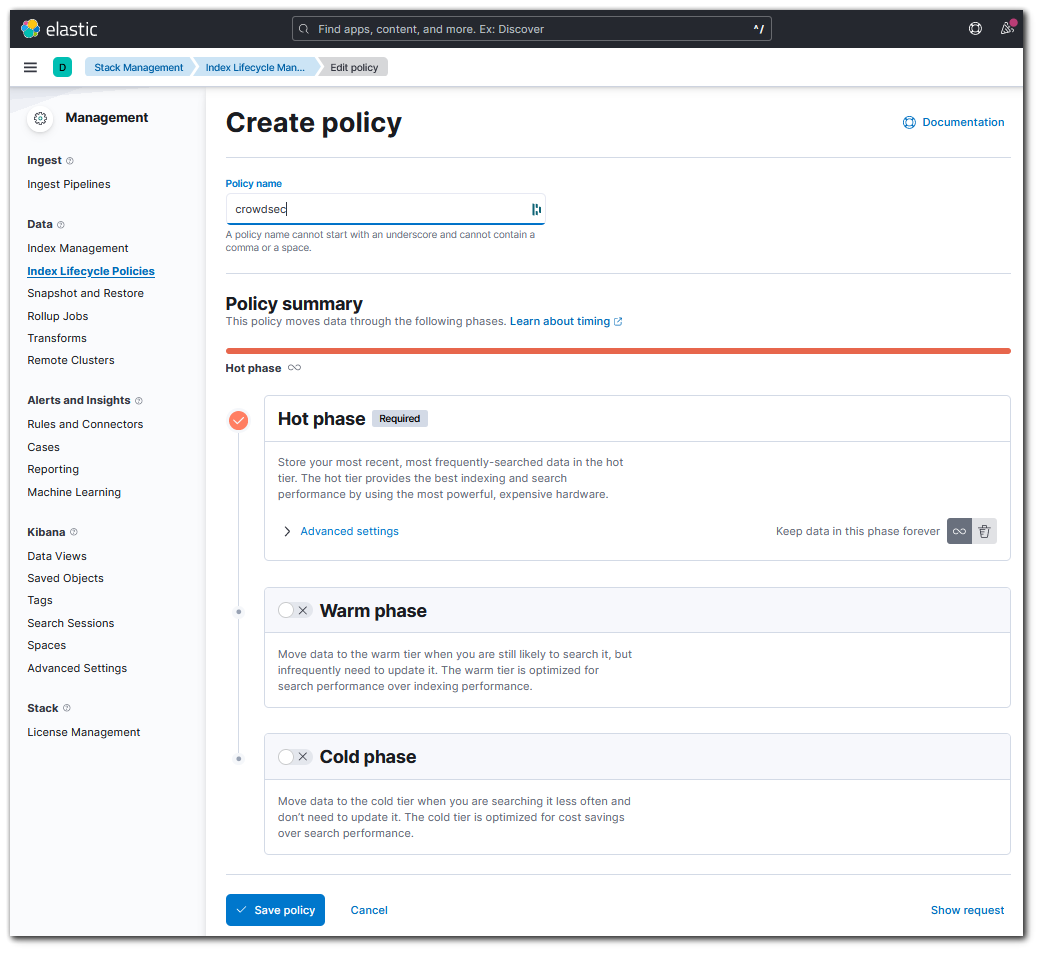 crowdsec elasticsearch ilm